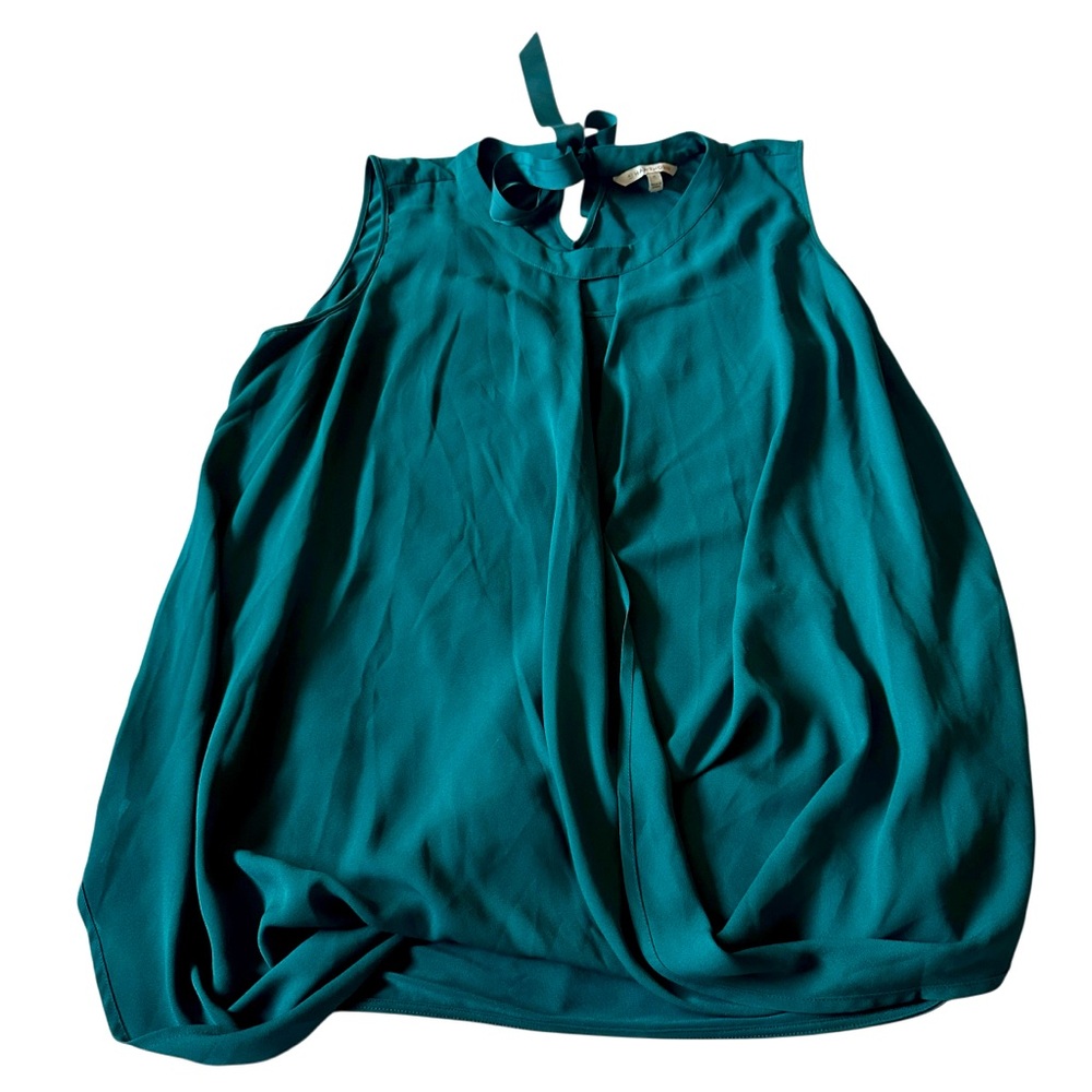 41 HAWTHORN - Clearwater Mixed Material Surplice Blouse 3X Plus | Dark Green - Picture 2 of 9